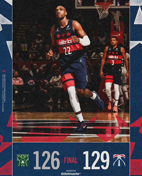 奇才129-126逆转雄鹿，字母哥26+7，麦科勒姆28分