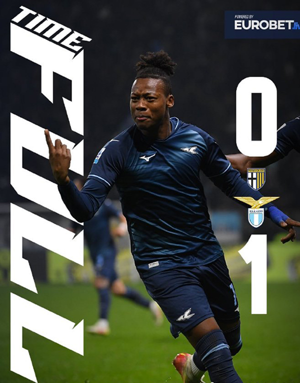 九人拉齐奥1-0客胜帕尔马，诺斯林81分钟一剑封喉，蓝鹰打破客场进球荒