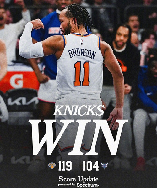 尼克斯119-104胜黄蜂,唐斯35+18+5,布伦森26+5