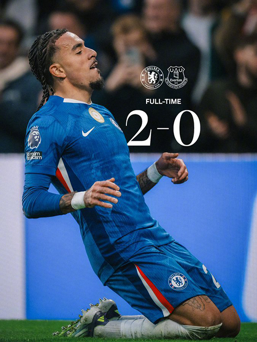 英超-切尔西2-0埃弗顿 古斯托传射 帕尔默复出首球