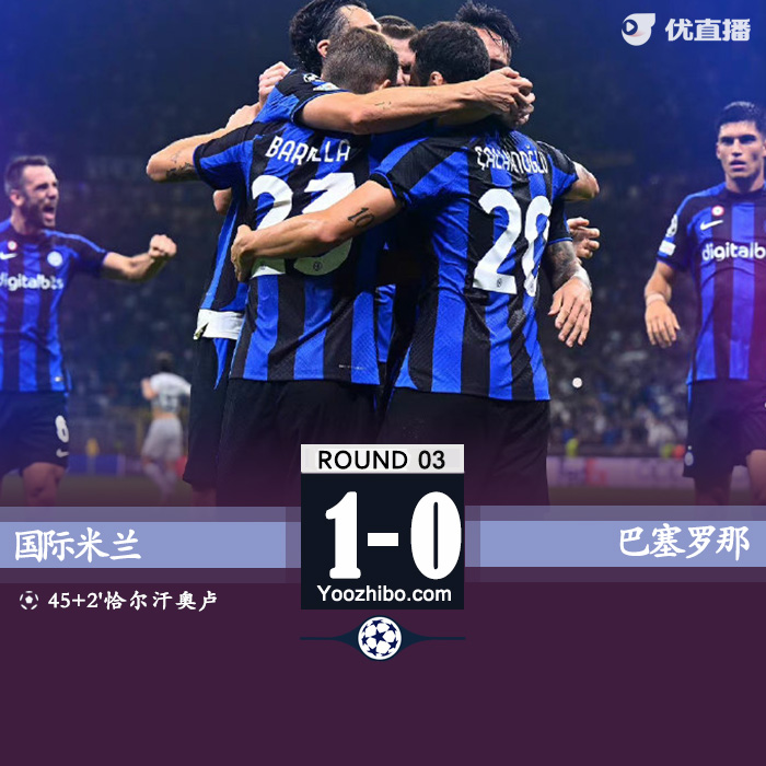 国米1-0巴萨 恰20贴地斩制胜邓弗里斯争议手球未判